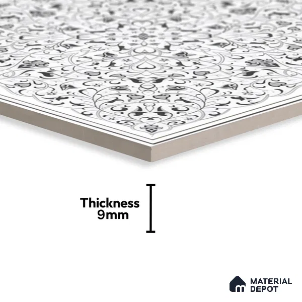 Moroccans Wall & Floor Tile TL 07247 Eternal Bloom 1 ft x 1 ft Ceramic Matte Finish - 9 mm  | 2 mm Spacer is Mandatory | Suitable For Bathroom, Kitchen, Dining Area | Please Expect a Slight Variation of Pattern (Sample)